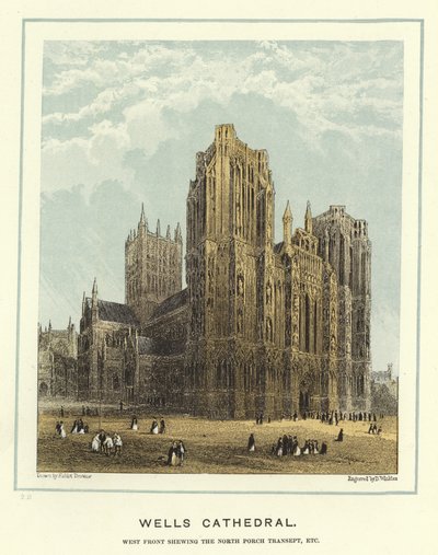 Kathedrale von Wells, Westfassade mit dem Nordportal, etc. von Hablot Knight Browne